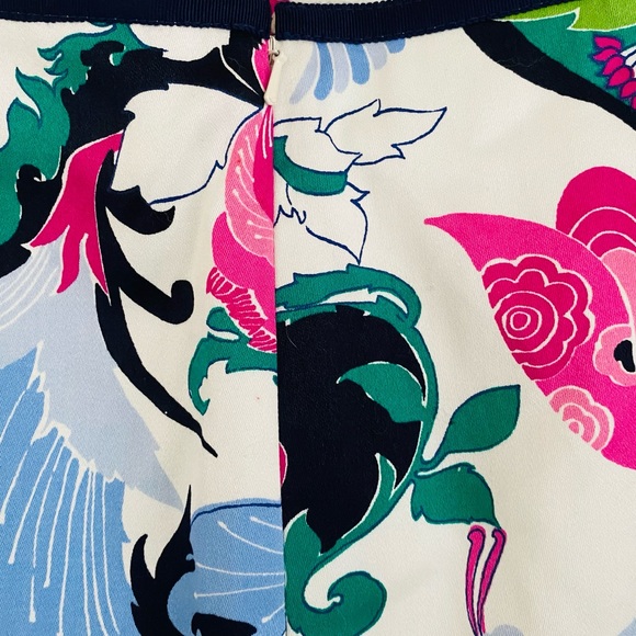Talbots NWT Navy & Pink Colorful Floral Summer Ready Classic Pencil Skirt Sz 10 - Picture 6 of 8